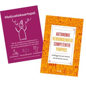 Motivatiekaartspel en boek Autonomie Verbondenheid Competentie Purpose